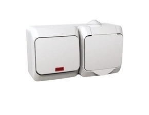 SCHN WDE000581 Cedar Plus IP44 - Zásuvka 230V 16A a spínač jednopólový s orient.kontrolkou řazení 1S