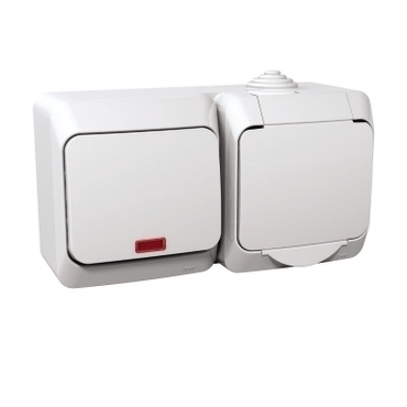 SCHN WDE000581 Cedar Plus IP44 - Zásuvka 230V 16A a spínač jednopólový s orient.kontrolkou řazení 1S