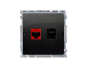 Zásuvka datová SIMON BASIC BM5T.02/49, RJ45 kat. 5e+telefonní RJ12 (přístroj s krytem), černá matná