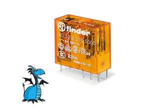 FINDER 40.52.8.230.5000 Relé, DIN/PS, 2P/8A, 230V AC, Au RP 0,02kč/ks