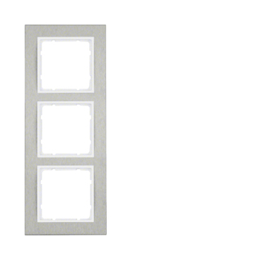 HAG 10233609 Rámeček 3-násobný, vodorovný, Berker B.7, ušlecht. ocel/bílá