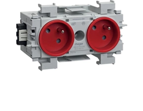 HAG GE20113020 Dvojzásuvka s ochranným kolíkem, pro čelní montáž,