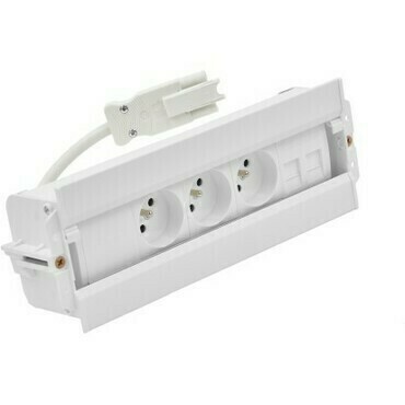 Mediaport Spinner SIMON 48610E300K00000-33, 3x230V+kryt 2xRJ45, přip. konekt., bílá