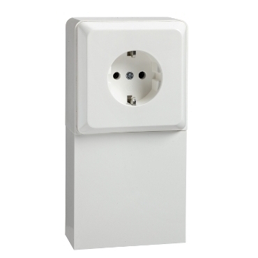 SCHN 515504 ELSO Renovierung - dvojzásuvka SCHUKO 230V, s výstupním kanálem od rozvaděče, čistě bílá