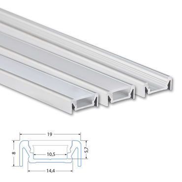 Profil přisazený MC LED PE, 19x8mm, vč. mléčného difuzoru, 3m