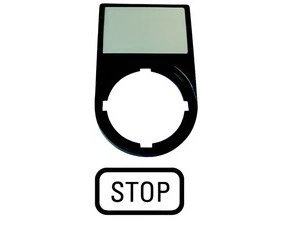 EATON 216494 M22S-ST-GB0 Nosiče štítků-komplety, 30x50mm, oblé, černé STOP