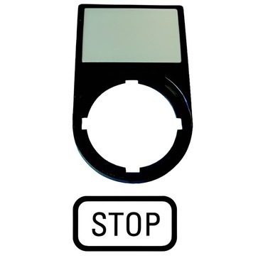 EATON 216494 M22S-ST-GB0 Nosiče štítků-komplety, 30x50mm, oblé, černé STOP