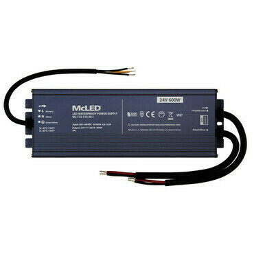 LED driver napěťový MC LED 600W, DC 24V/25A, IP67, hliníkové provedení