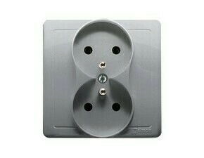 Zásuvka SIMON BMGZ2/21, 2 nás, kolíky naproti sobě, 16A/250V~, šr. sv., ocelová