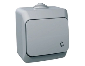 SCHN WDE000612 Cedar Plus IP44 - Ovládač tlačítkový řazení 1/0 se symbolem "zvonek", šedý