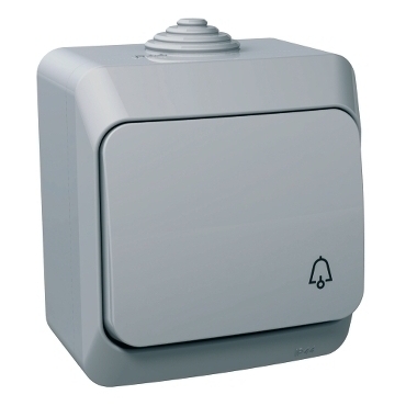 SCHN WDE000612 Cedar Plus IP44 - Ovládač tlačítkový řazení 1/0 se symbolem "zvonek", šedý