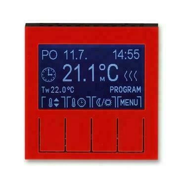 Termostat univerz. ABB Levit 3292H-A10301 65, , červená/kouř. černá, program. (ovl. jedn.)