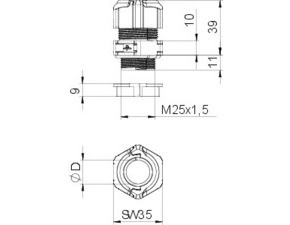 V-TEC TB25 18-20 Kabelová vývodka, dělitelná