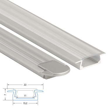 Profil vestavný MC LED VR, 22x7 mm, včetně čirého difuzoru, 1 m