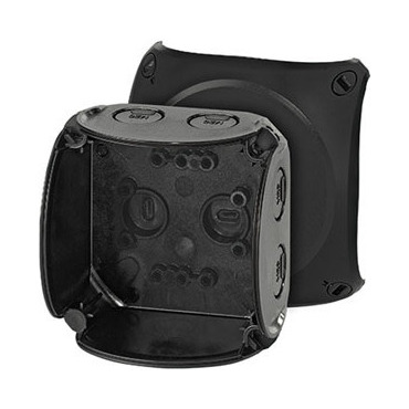 HEN KF 0200 B Krabicová rozvodka pro nechráněné venkovní instalace, černá, s předlisy, bez svorek, I