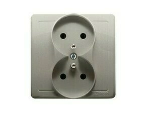 Zásuvka SIMON BMGZ2/29, 2 nás, kolíky naproti sobě, 16A/250V~, šr. sv., saténová