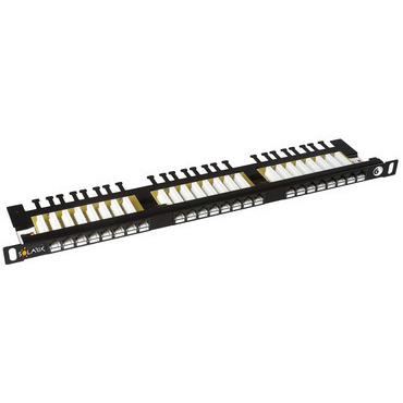 Patch panel SOLARIX SX24HD-6-UTP-BK, 19", CAT6, UTP, 24x RJ45, 0,5U, vyvazovací lišta, černý