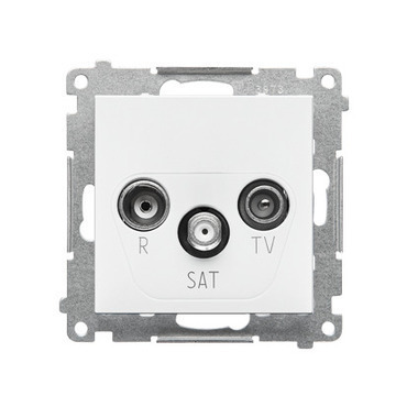 Zásuvka anténní SIMON TASP.01/111, R+TV+SAT průchozí, 1x vstup: 5 MHz÷2, 4 GHz, bílá matná
