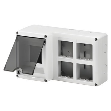 Skříňka GEWISS GW27072 pro komb. instalaci DIN a System, 4 moduly din, 8 modulů system, modul 2x4