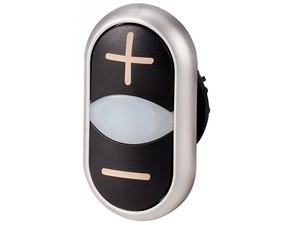 EATON 218145 M22-DDL-S-X4/X5 Dvojité tlačítko, zvýšené, bílá čočka pro signálku, titanový kroužek, +