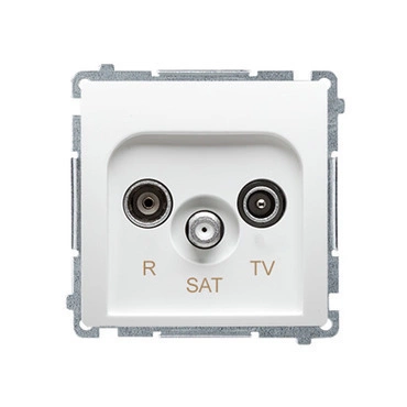 Zásuvka anténní SIMON BMZAR-SAT10/P.01/11, R+TV+SAT průchozí, 1x vstup: 5 MHz÷2, 4 GHz, bílá