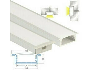 Profil vestavný MC LED VD, 30x10 mm, včetně matného difuzoru, 1 m
