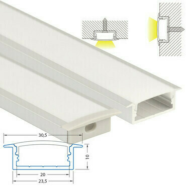 Profil vestavný MC LED VD, 30x10 mm, včetně matného difuzoru, 1 m