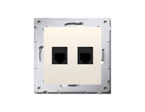 Zásuvka telefonní SIMON 54 DT2.01/41, RJ12, 2 násobná (přístroj s krytem), krémová