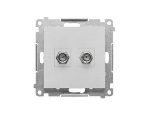 Zásuvka anténní SIMON TASF2.01/143, 2 násobná typ „F”, pro jednotlivé instalace, hliníková matná