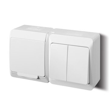 FAM GALATEA IP44 Spínač sériový č.5+zásuvka 2P+PE (bílá)