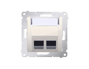 Kryt SIMON DKP2S.01/41, telefonní a datové 2 násobné zásuvky Keystone, zkosený, krémová