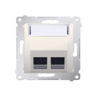 Kryt SIMON DKP2S.01/41, telefonní a datové 2 násobné zásuvky Keystone, zkosený, krémová