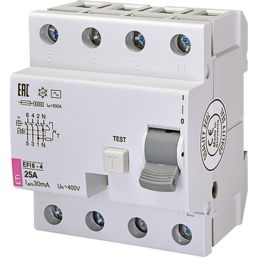 Chránič čtyřpolový ETI 002061651 EFI6-P4 AC 25/0.03