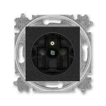Zásuvka jednonásobná ABB Levit 5519H-A02357 63, onyx/kouřová černá, s clonkami