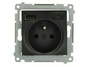 SIMON DGZ1ZUSB2CA.01/49 Zásuvka silová 1 typ E s 2 násobnou USB nabíječkou typ A + C, 16 A/250 V~, š