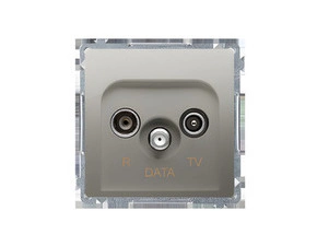 Zásuvka anténní SIMON BASIC BMAD.01/29, R+TV+DATA (přístroj s krytem), 1x vstup: 5–862 MHz, saténová