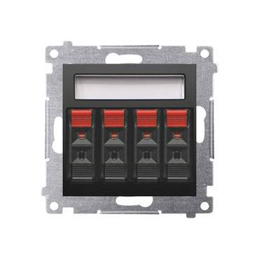 Zásuvka reproduktorová SIMON DGL34.01/49, 4 násobná s popisným polem, černá matná metalizovaná