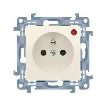 SIMON CGZ1CZ.01P/41 Zásuvka silová 1 násobná typ E, s uzemněním, se clonkami, 16A/250 V~ bez šroub