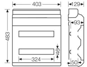 HEN KV 2636 Jističová skříň 2x 18 modulů, bez svorkovnice PE/N, kabelové vstupy přes elastické membr