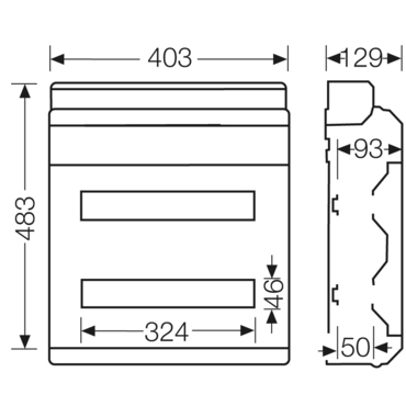 HEN KV 2636 Jističová skříň 2x 18 modulů, bez svorkovnice PE/N, kabelové vstupy přes elastické membr