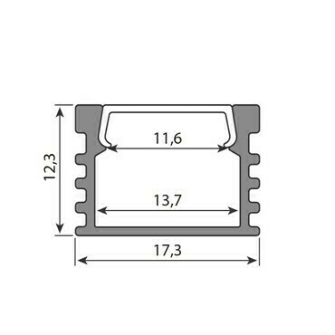MC LED Přisazený hliníkový profil PP2 17x13mm včetně mléčného difuzoru 2m