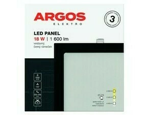 ARGOS LED panel vestavný, čtverec 18W 1600LM IP20 CCT - Černá