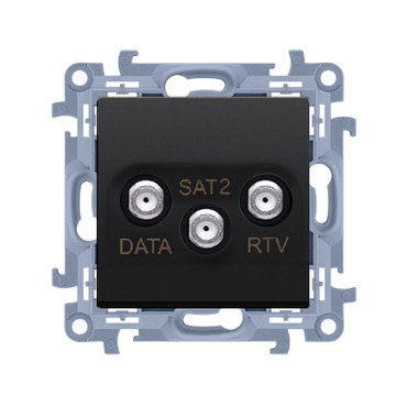 Zásuvka anténní SIMON CADSATF.01/49, RTV+DATA+SAT, 1x vstup: 5÷2400 MHz, černá matná