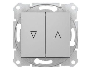 SCHN SDN1300160 Sedna - Tlačítko dvojité ovládače žaluzií, řazení 1/0+1/0, elektrické blokování, Alu