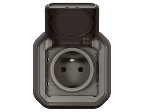 Zásuvka jednonásobná LEGRAND PLEXO 069860L, 2P+T, clonky, antracit