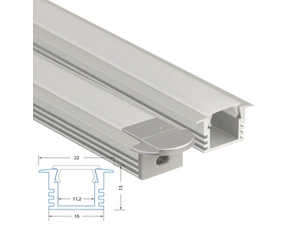 Profil vestavný MC LED VL, 22x13 mm, včetně matného difuzoru, 1 m