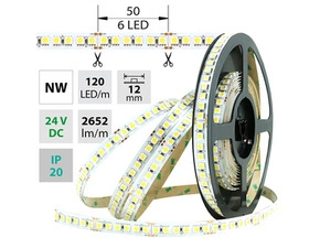 LED pásek MC LED SMD5050 NW, 120LED/m, 28,8W/m, 2652lm/m, IP20, DC 24V, 12mm, 5m