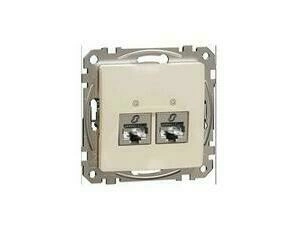 SCHN SDD112467S Sedna D/E - Datová zásuvka 2xRJ45 kat. 6A STP, Béžová