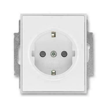 Zásuvka jednonásobná ABB Element 5518E-A03459 01, bílá/ledová bílá, (podle DIN), s clonkami