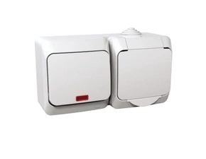 SCHN WDE000585 Cedar Plus IP44 - Zásuvka 230V 16A a přepínač střídavý s orient.kontrolkou řazení 6So